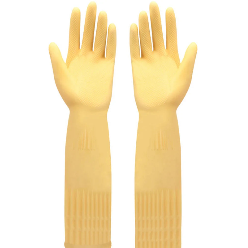 A pair of long rubber gloves with cow tendons, laundry, dishwashing, and cleaning gloves can protect your hands