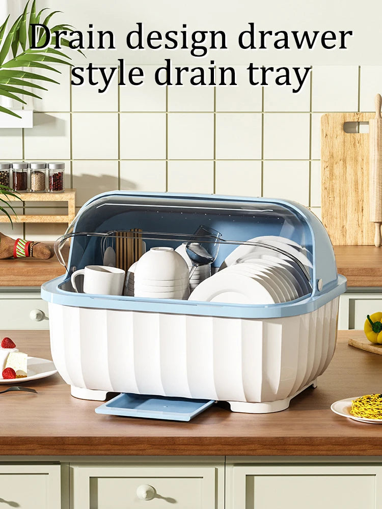 Kitchen drain cabinet with lid, bowl box for storing dishes, dishes, tableware, household small storage rack, chopsticks storage