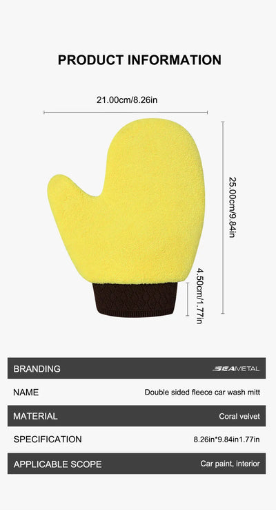 SEAMETAL Microfiber Car Washing Glove Double-Faced Thickened Coral Fleece Cleaning Brush Gloves Car Detailing Cleaner Care Tool