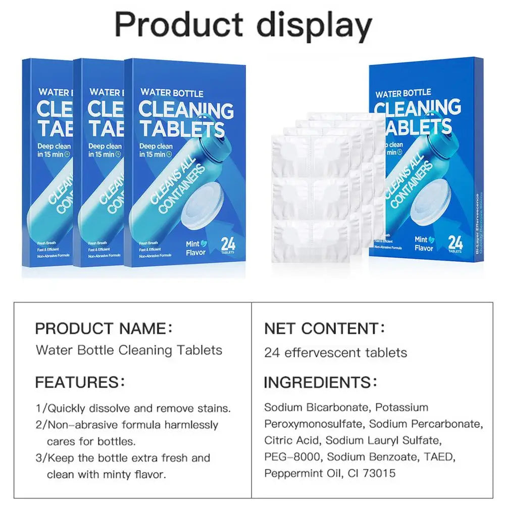 Water Bottle Cleaning Tablets Scale Cleaning Effervescent Tablets Decontamination Descaling Kettle Cleaning Kitchen Cleaner