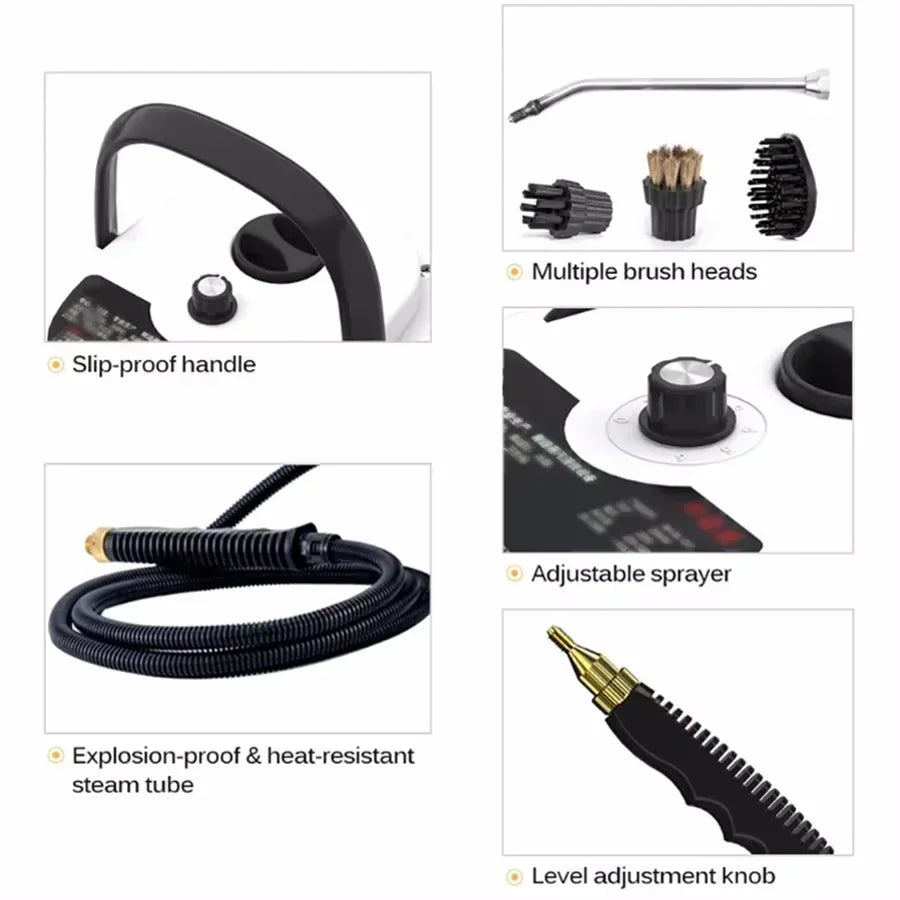 Heavy-Duty Steam Cleaner with 160℃ Sanitizing for Hood/Home/Car- 110V-220VDual Voltage-High-Pressure Deep Cleaning Appliance ﻿ ﻿