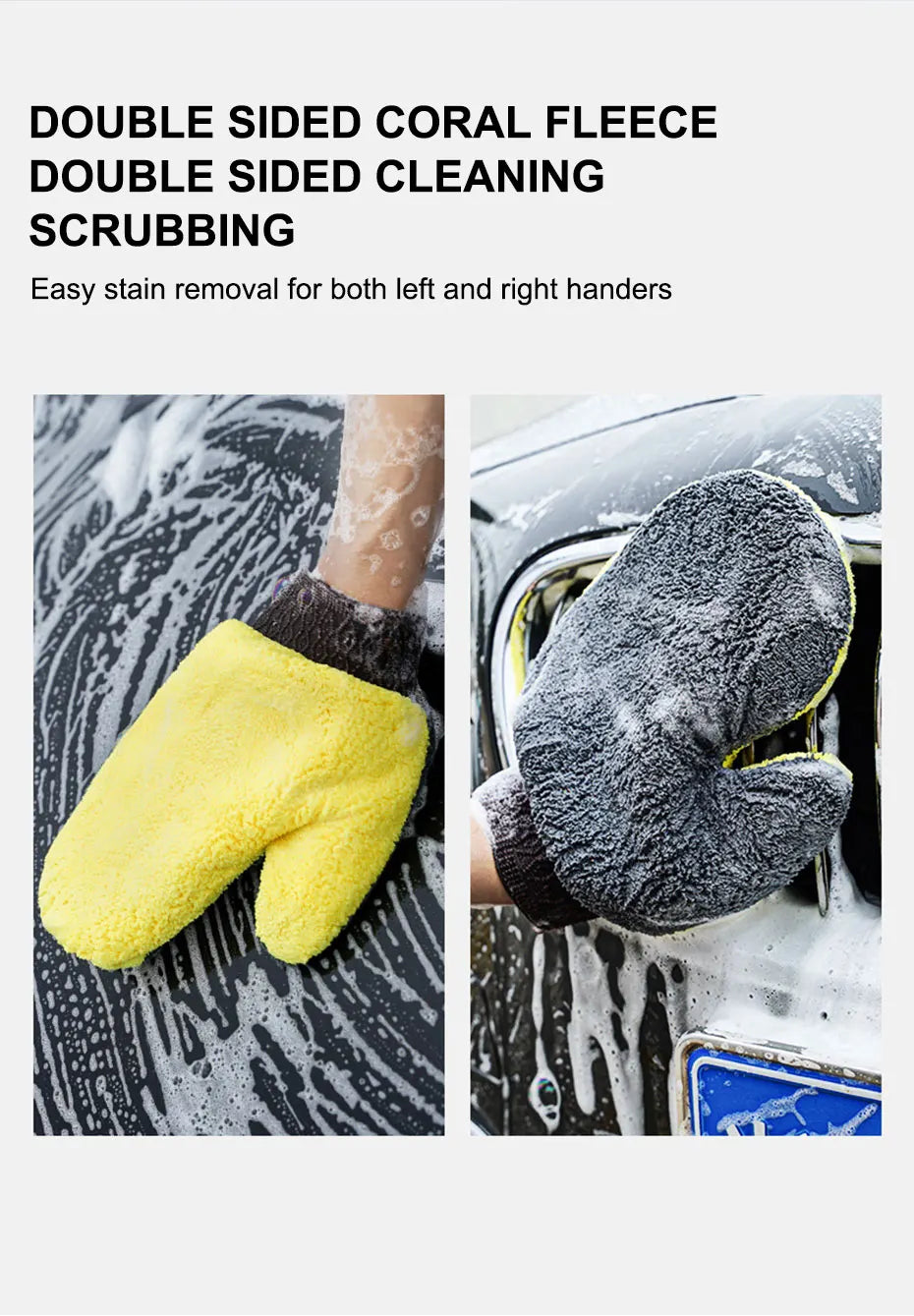 SEAMETAL Microfiber Car Washing Glove Double-Faced Thickened Coral Fleece Cleaning Brush Gloves Car Detailing Cleaner Care Tool