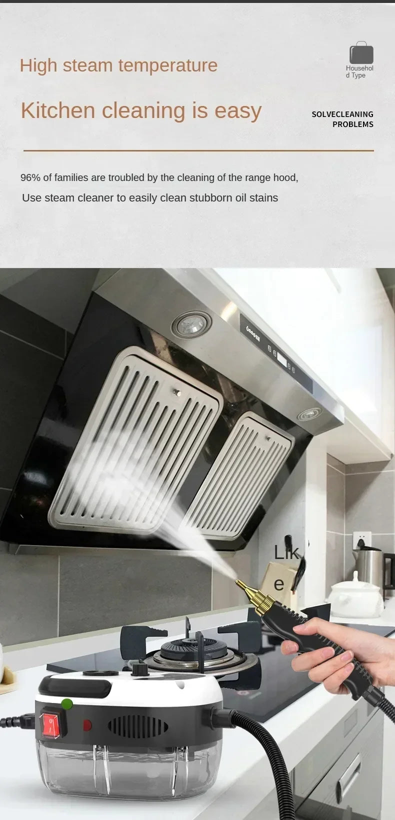 Heavy-Duty Steam Cleaner with 160℃ Sanitizing for Hood/Home/Car- 110V-220VDual Voltage-High-Pressure Deep Cleaning Appliance ﻿ ﻿